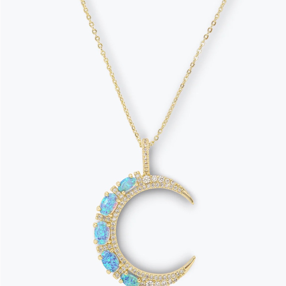 💜 Melinda Maria. She's an Icon Moon Necklace Gold|Blue Opal. NWT